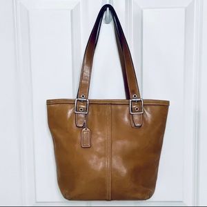 Coach Hampton Leather Bucket Tote Bag